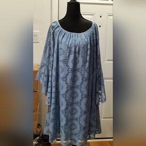 Elegant Blue Lace Women's Dress
